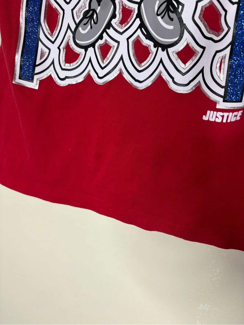 Justice Girls' 100% cotton Red Soccer Graphic Tee 10